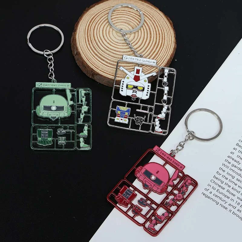 Gundam Anime Series Figures Keychain RX-78 Cartoon Fashion Metal Keyrings Ornaments Collection Birthday Toys Gifts for Children