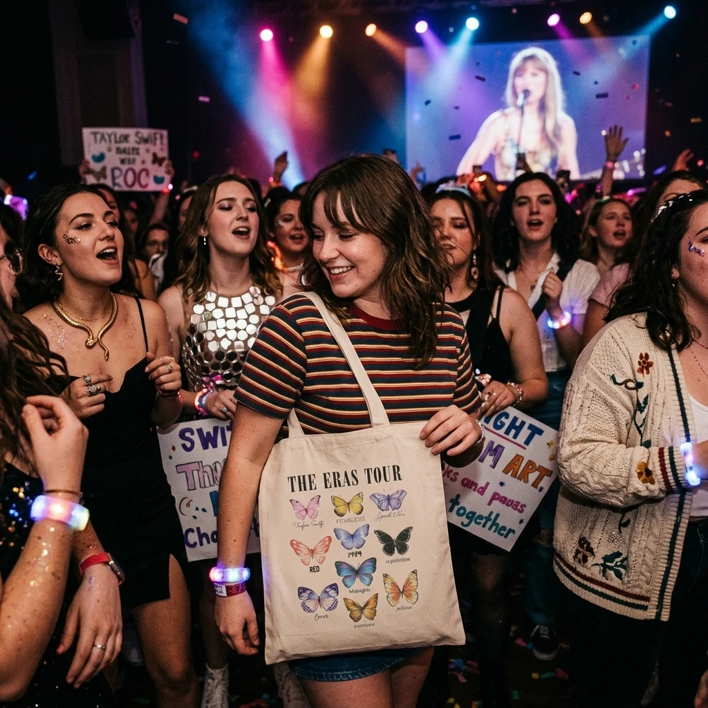 

Butterfly Print The Eras Tour Canvas Hand Luggage Stylish T Taylor Merch Shoulder Bag Canvas Tote Bag Reusable Shopping Bag