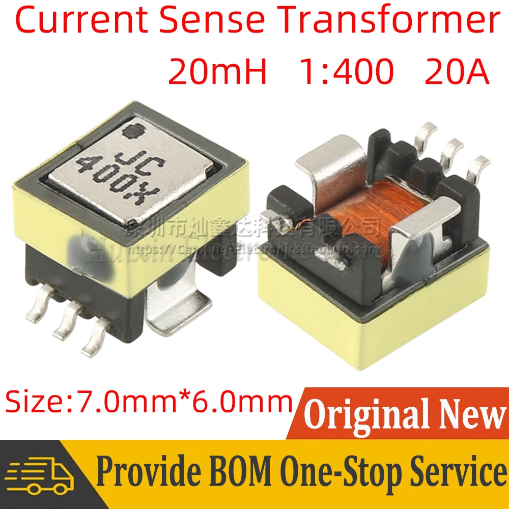 2PCS SMD EED6-400X SMT Current Sense Transformer 20A High Current Sensor Turns Ratio 1 : 400 Inductance 20mh Precision Surface