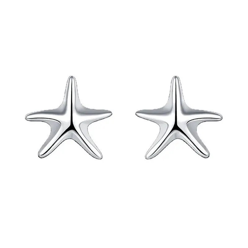 Wholesale 925 Sterling Silver Simple 10MM Star Stud Earrings For Women Fashion Party Favors Wedding Jewelry Charm