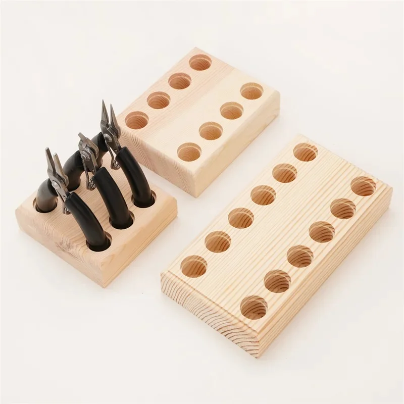 Wooden Pliers Storage Holder, Craft Tool Organizer Rack for Wire Cutters, Jewelry Making Gift Display Stand