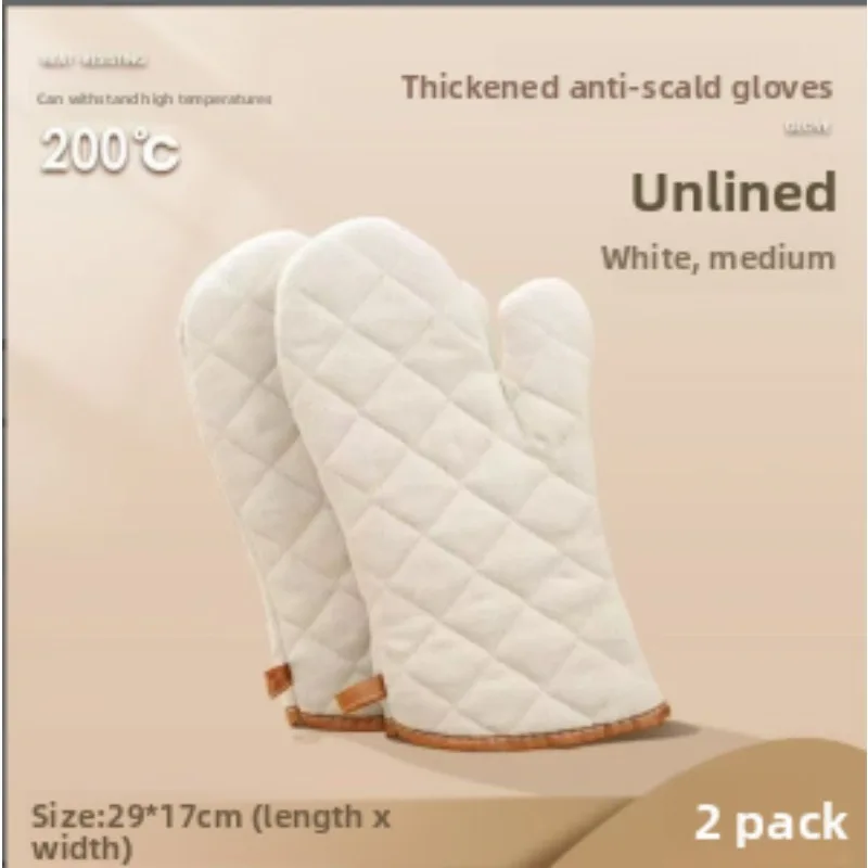 Heat Resistant Oven Mitts Microwave Safe Non Slip Thickened Baking Insulation Protective Gear Cotton Mitts  Anti Steam Scald