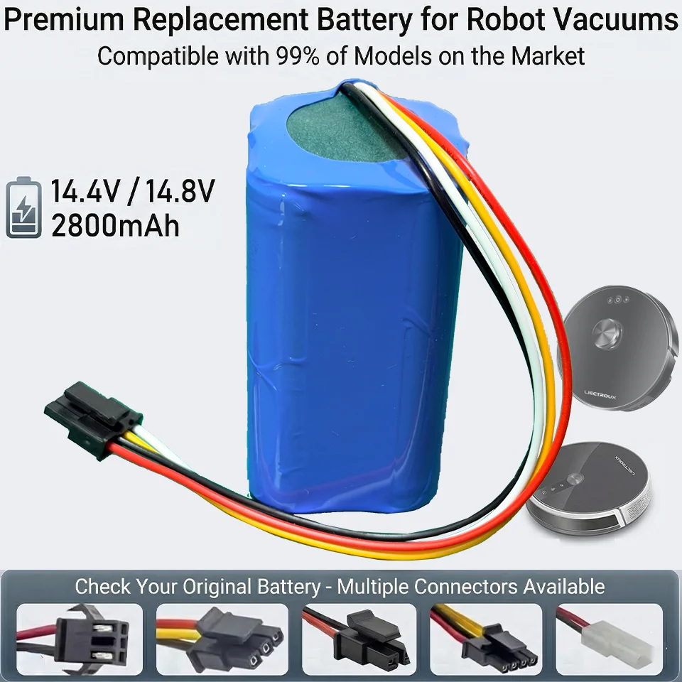 

Robot Vacuum Battery 14.4V 14.8 V 2800mAh 4S1P for Xiaomi Mijia Essential G1 MJSTG1 SKV4136GL H18650CH R30 R35