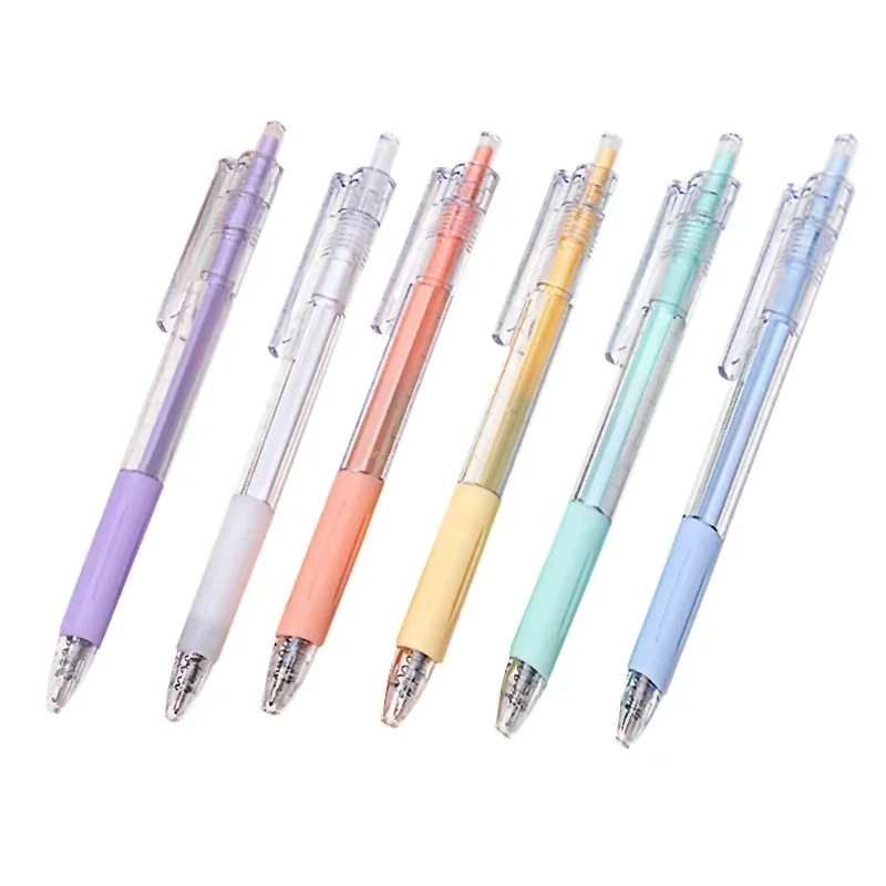 2024 Macaron 6 Kleuren Balpen 0.5Mm Zwarte Inkt Snel Droog Signeren Pen Voor Student School Briefpapier Kawaii Kantoorbenodigdheden