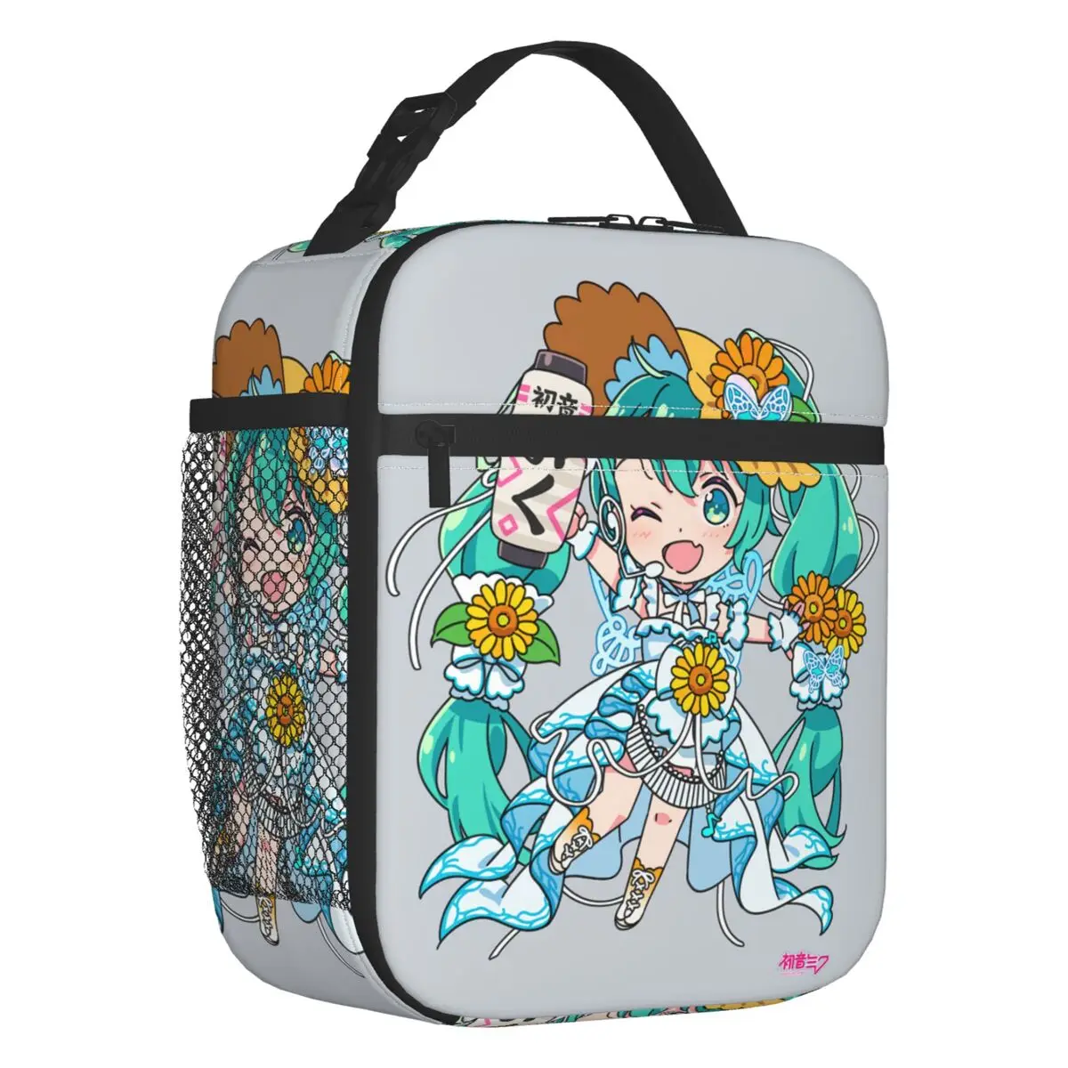 カスタム初音ミク-vocaloid-ロックアニメ断熱ランチバッグ屋外ピクニック用再利用可能なサーマルクーラーランチボックス男性女性