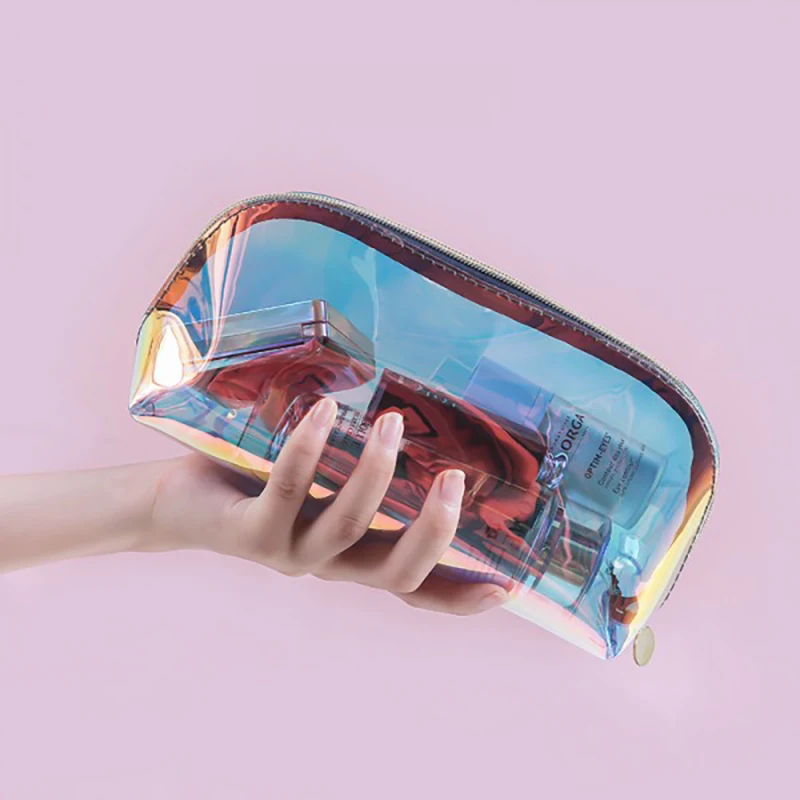 

Hot Women's Hologram Wallets Transparent Purse Bags Laser Silver Clutch Purse Small Mini Coins Bags Cute Girls Make up Bags Ins