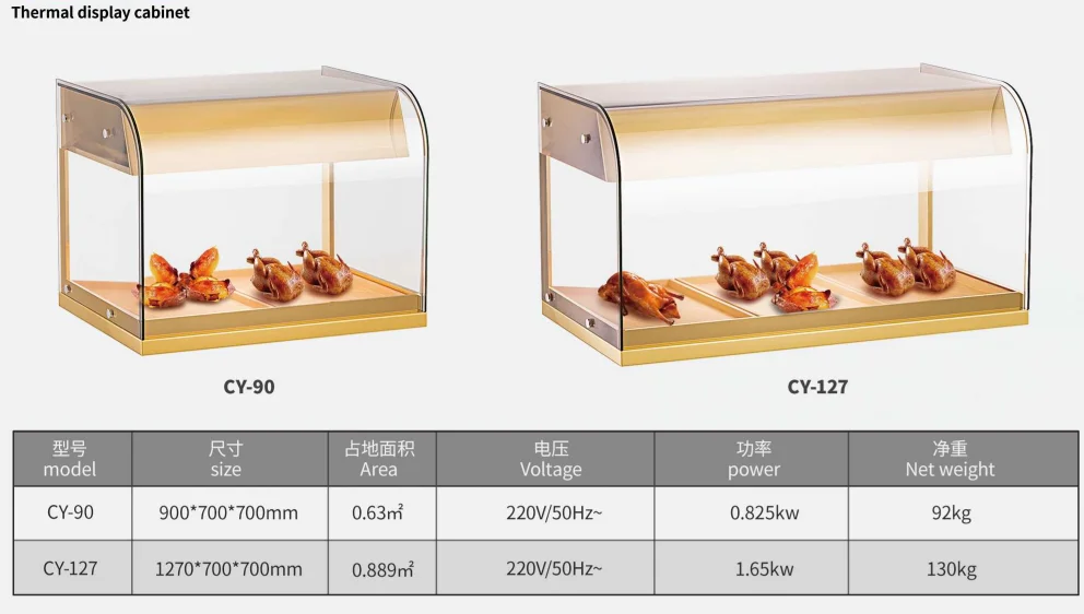 Hamburg food insulation display cabinet heating cabinet glass insulation display cabinet suitable for restaurants
