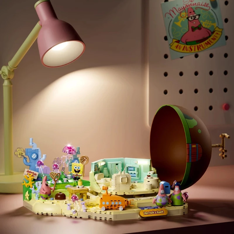 منطقة اللبنات الجديدة سبونجبوب سكوير بانتس نجمة كبيرة حجر البيت التجمع نموذج أنيمي جمع لعب هدايا الأطفال