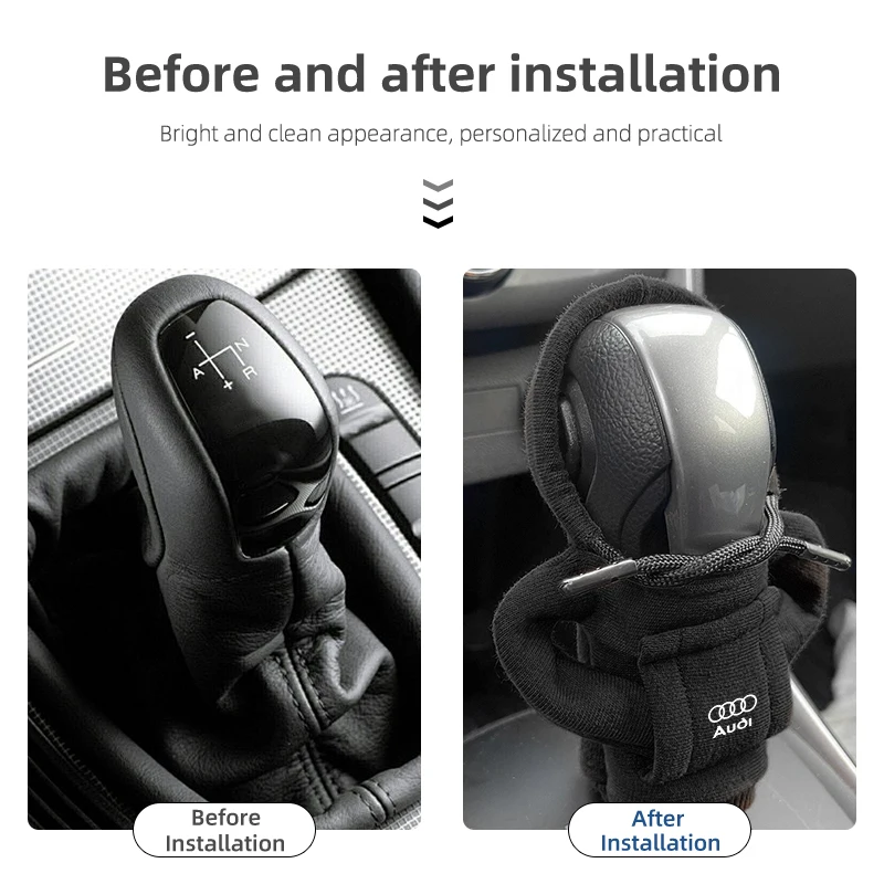 Car Hoodie Gear Shift Knob Cover Manual Automatic For Audi ABT A1 A3 A4 A5 A6 A7 A8 Q2 Q3 Q5 Q7 Q8 Quattro S7 S8 S3 S4 RS5 RS6