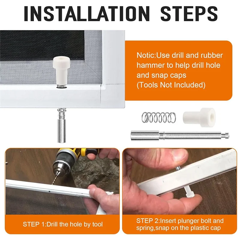 ABZV-Window Screen Replacement Plunger Pin Set 5/32 X 1-1/2 Inch-30Pack Window Screen Plunger Latch Set For 3/4" Screen Frames