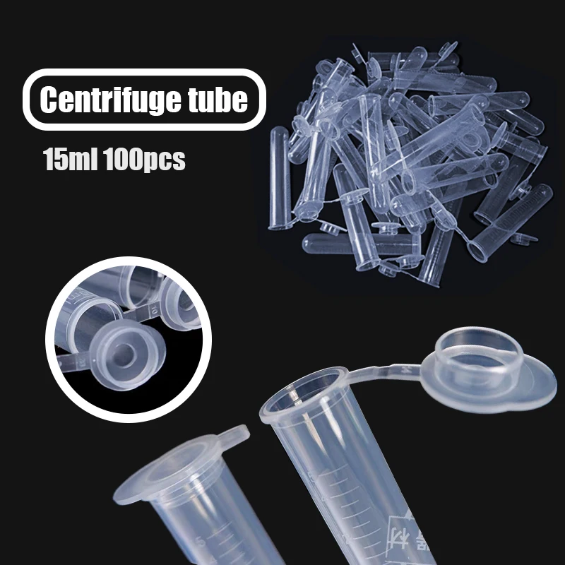 

100/ Pack 15ml Multifunctional Plastic Bottle Transparent Tube Sample Storage Container Experimental Centrifuge Tube