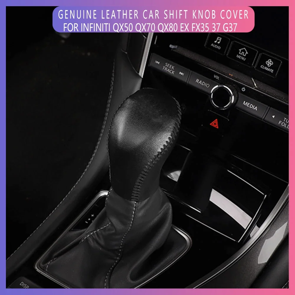 Genuine Leather AT Car Gear Shift Collars Shift Knob Protection Cover for Mitsubishi Outlander 2013 2014 2015 - 2020 Accessories