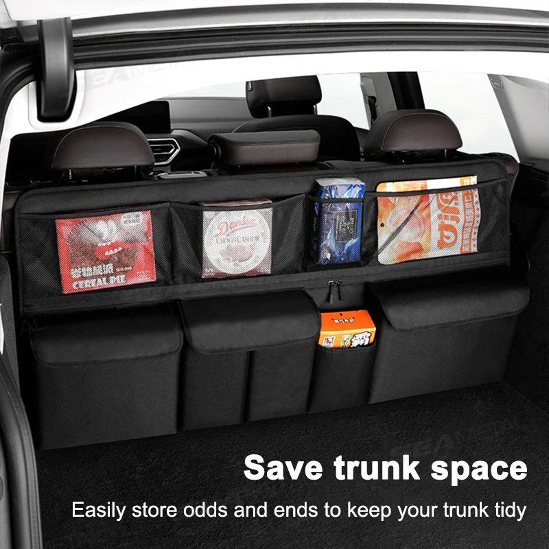 SEAMETAL 9-Pocket Car Organizer Seat Back Hanging Storage Bag Wear-Resistant Oxford Colth SUV/MPV Trunk Organizer with Zipper