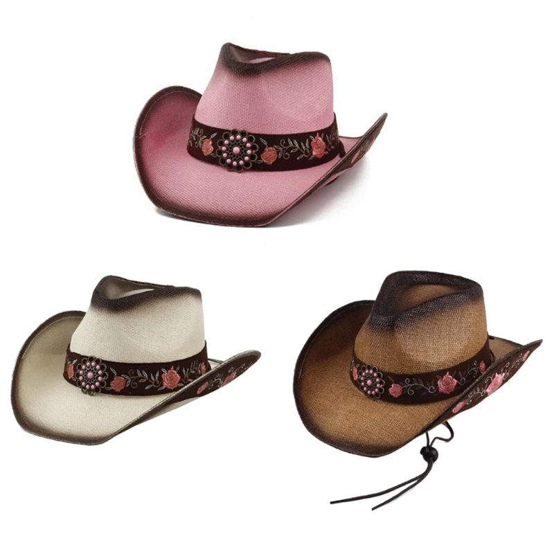 

Fashion Straw Sun Hat Music Festival Hat Headwear Girl Cowboy Hat Dropship