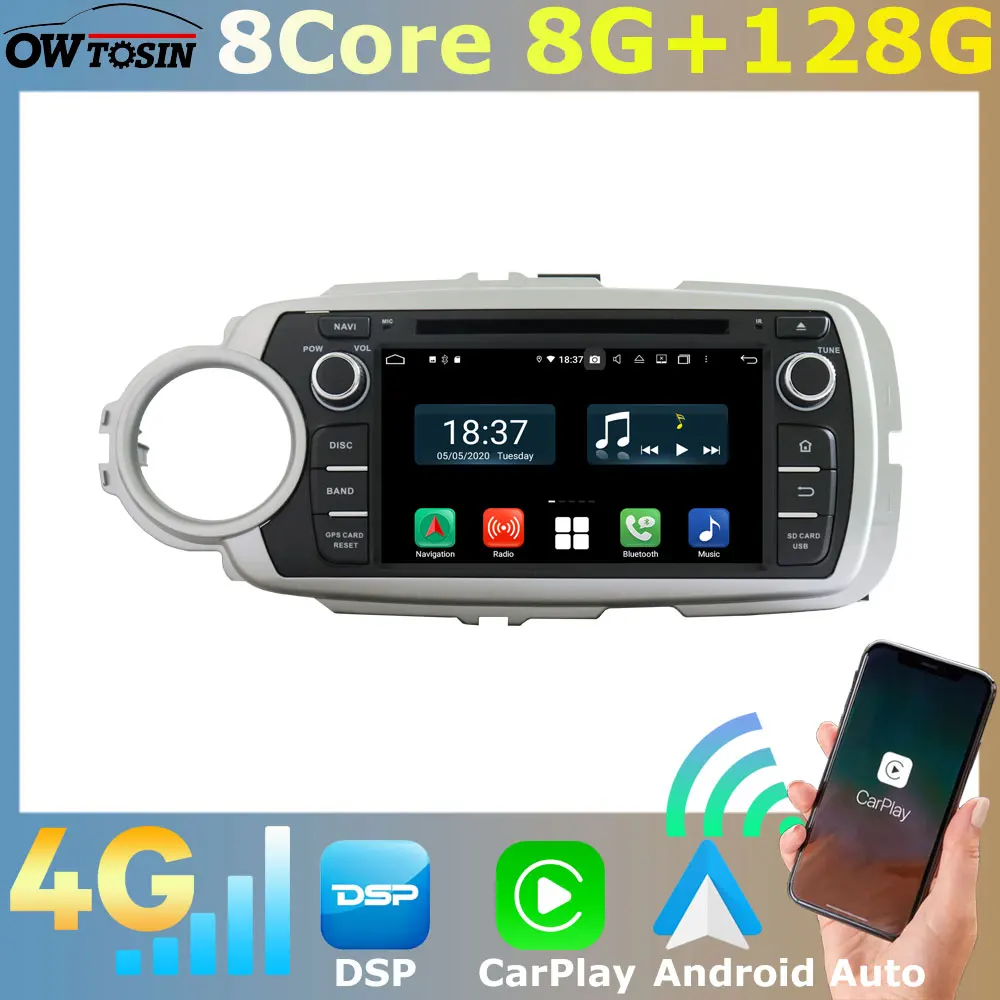 4G LTE WiFi Android 11 8Core 8+128G Car DVD Player For Toyota Vitz XP130 Yaris 2011-2020 Auto Stereo Radio DAB DSP Audio CarPlay