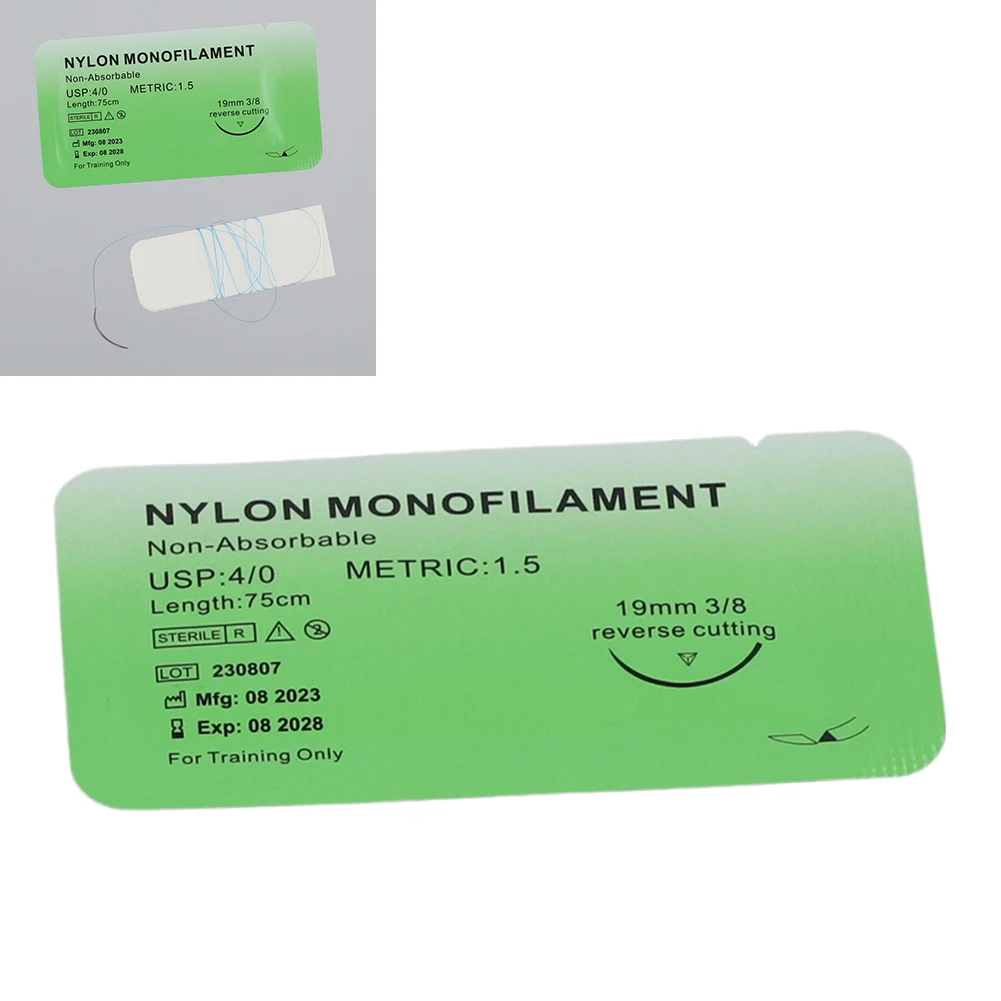 4/0 Medical Surgical Suture Nylon Silk Veterinary Practice Suture Kit Non-injured for Medical Students Education