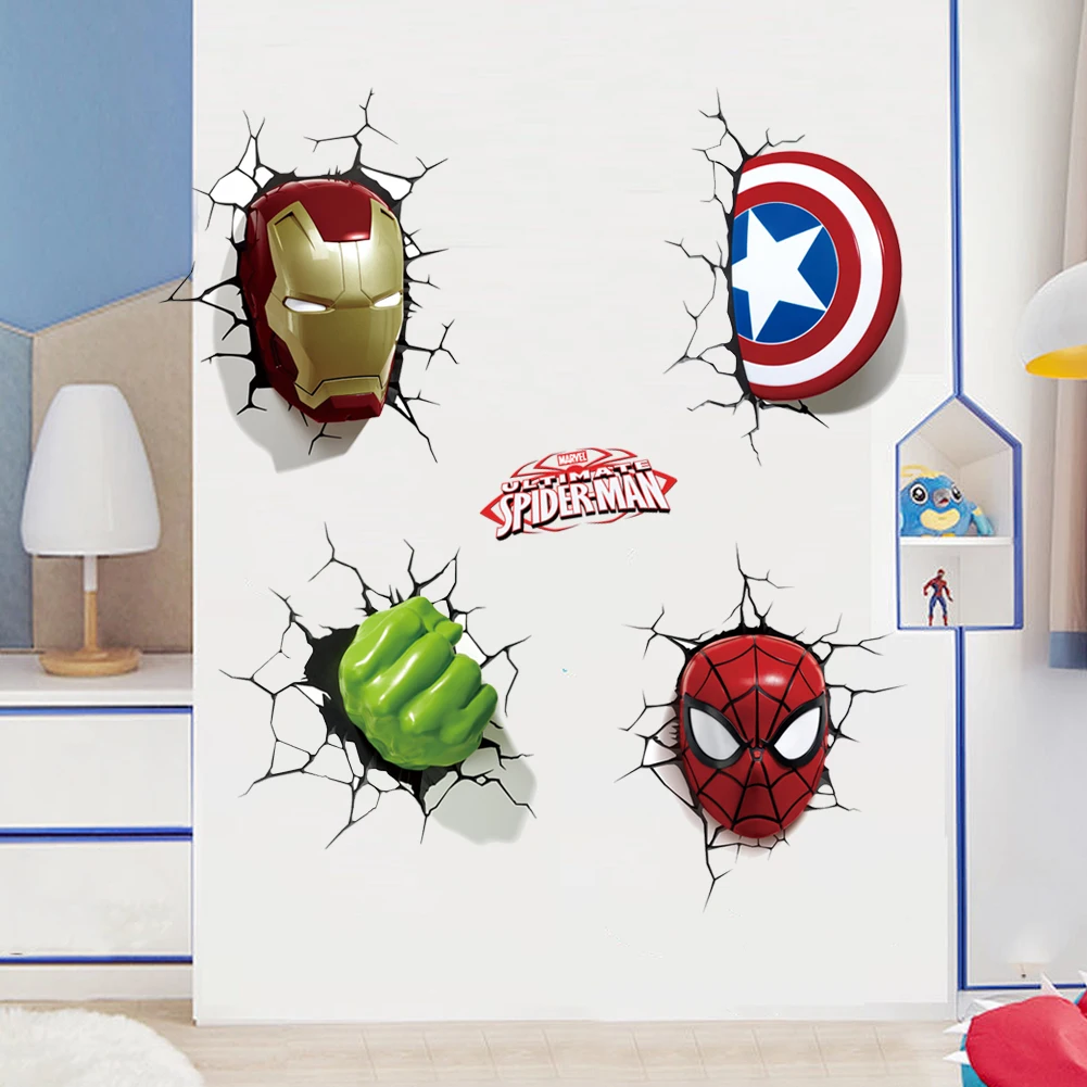 Cartoon Avengers 3D wall stickers living room bedroom wall decoration Super hero movie poster wall stickers for kids rooms