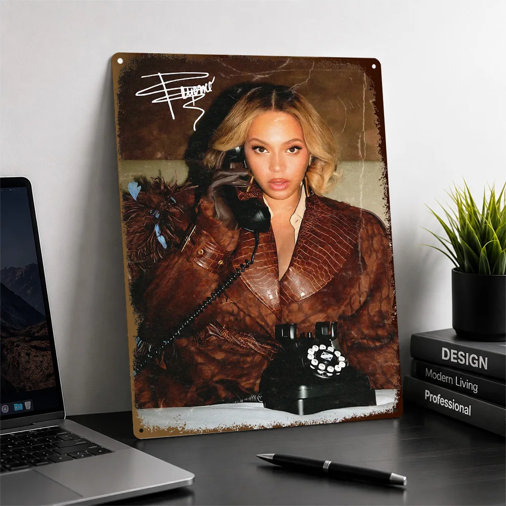 Beyoncé Telephone Portrait Textured Poster Customized Metal Tin Sign Chart Topper Style Wall Art For Entertainment Space Decor