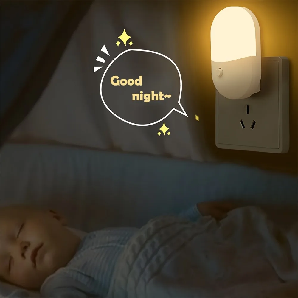 2Pcs Mini LED Night Light with Light Sensor Dimmable Bedroom Bedside Sleeping Light, Eye Care Mother and Baby Feeding Lights