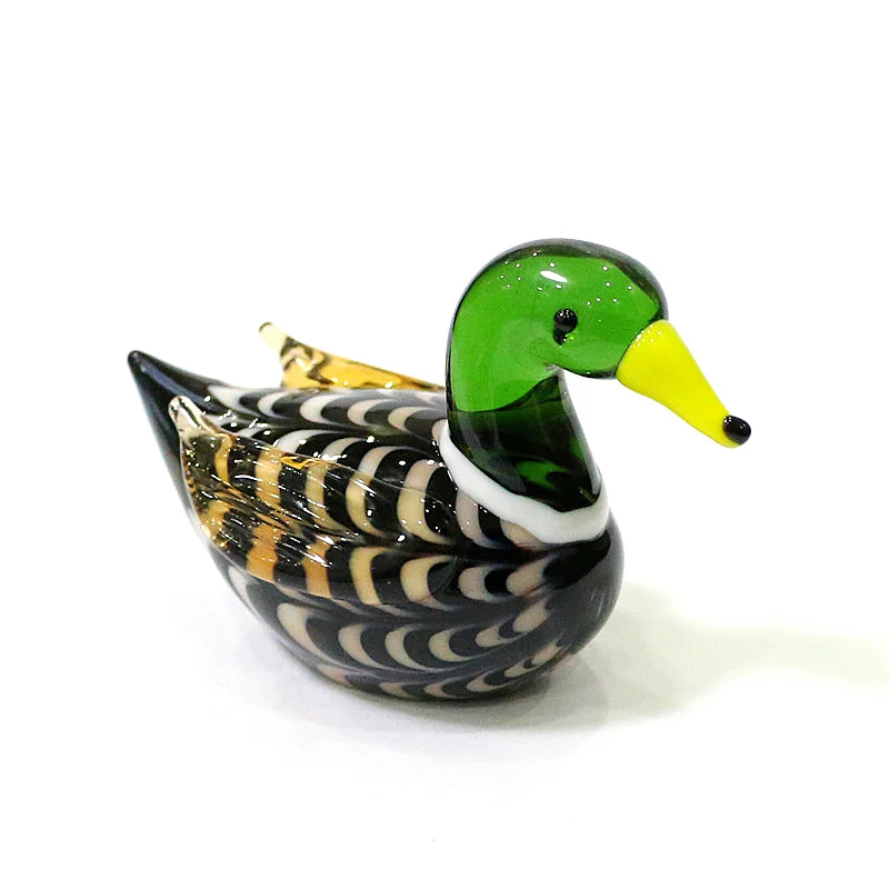Murano Glass Duck Small Statue Ornament Creative Poultry Animal Figurine Home Living Room Desktop Easter Decoration Holiday Gift
