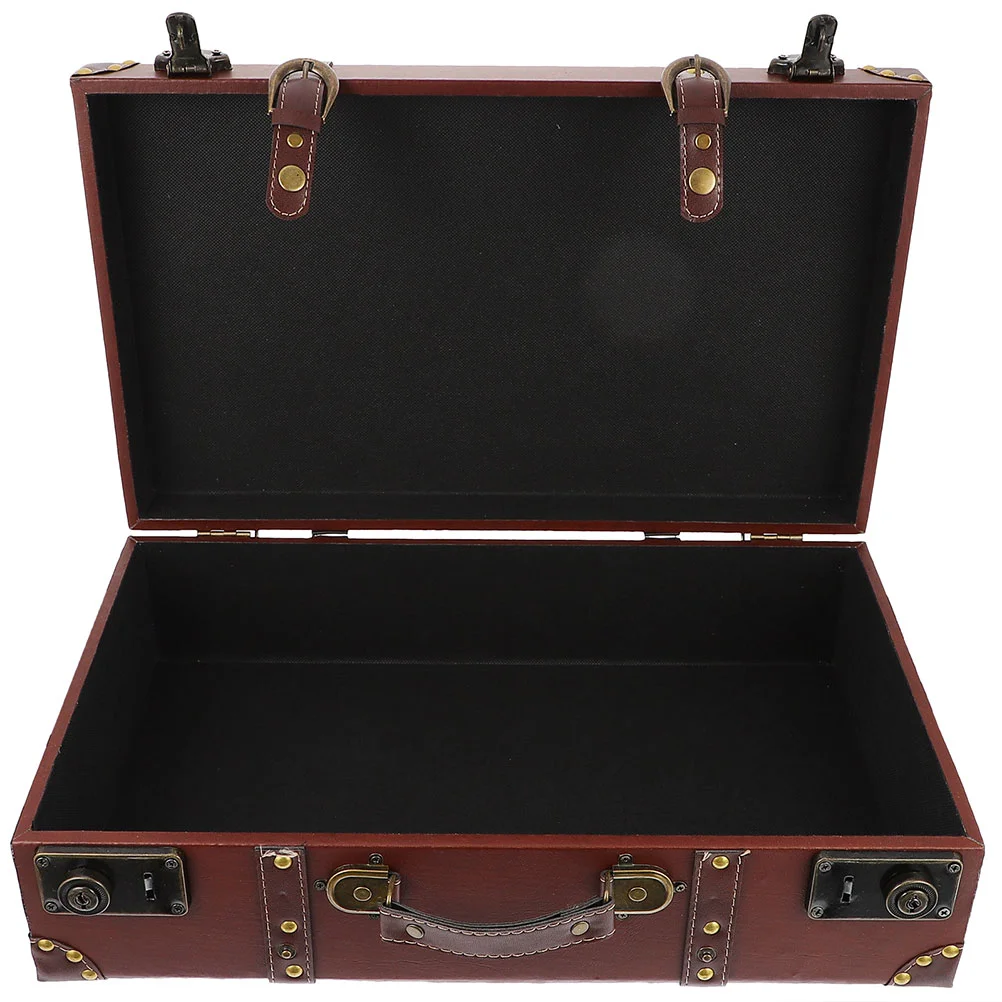 

Wooden Suitcase Retro Ornament Treasure Chest Household Decoration Vintage Style Decorative Storage Box