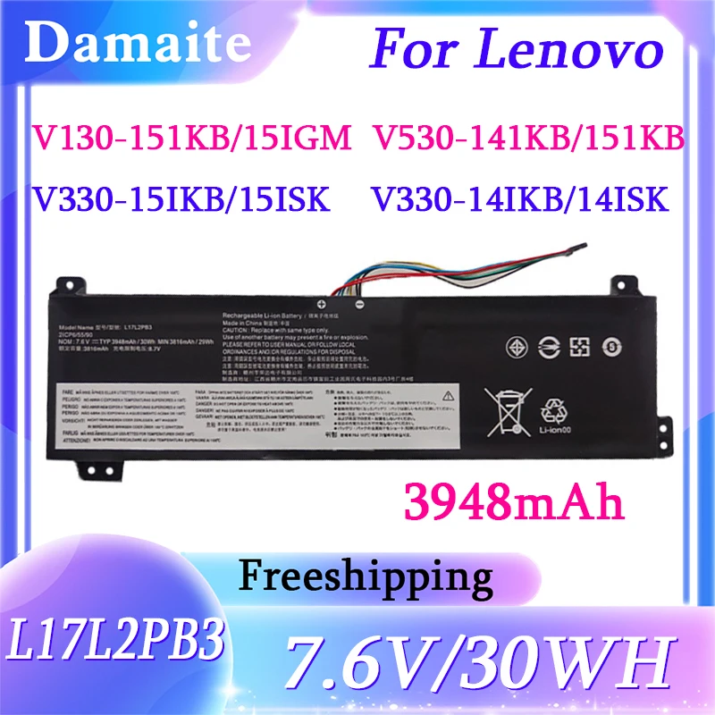 L17L2PB3 Laptop Replacement Battery for Lenovo IdeaPad V330-15IKB V530-15IKB V530-14IKB V130-15ikb L17M2PB4 L17M2PB3 L17L2PB4