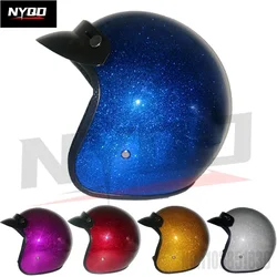 New Vintage Motorcycle Helmet DOT Fashion Personality Shiny Silver Gold Helmet Purple Half Helmet travel accessories outdoor