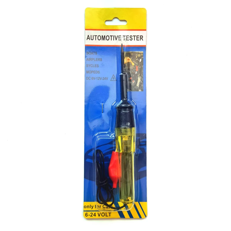 6V-24V Tester per circuiti di tensione di medie dimensioni Tester per auto misuratore di Volt penna a sonda lunga lampadina strumenti di
