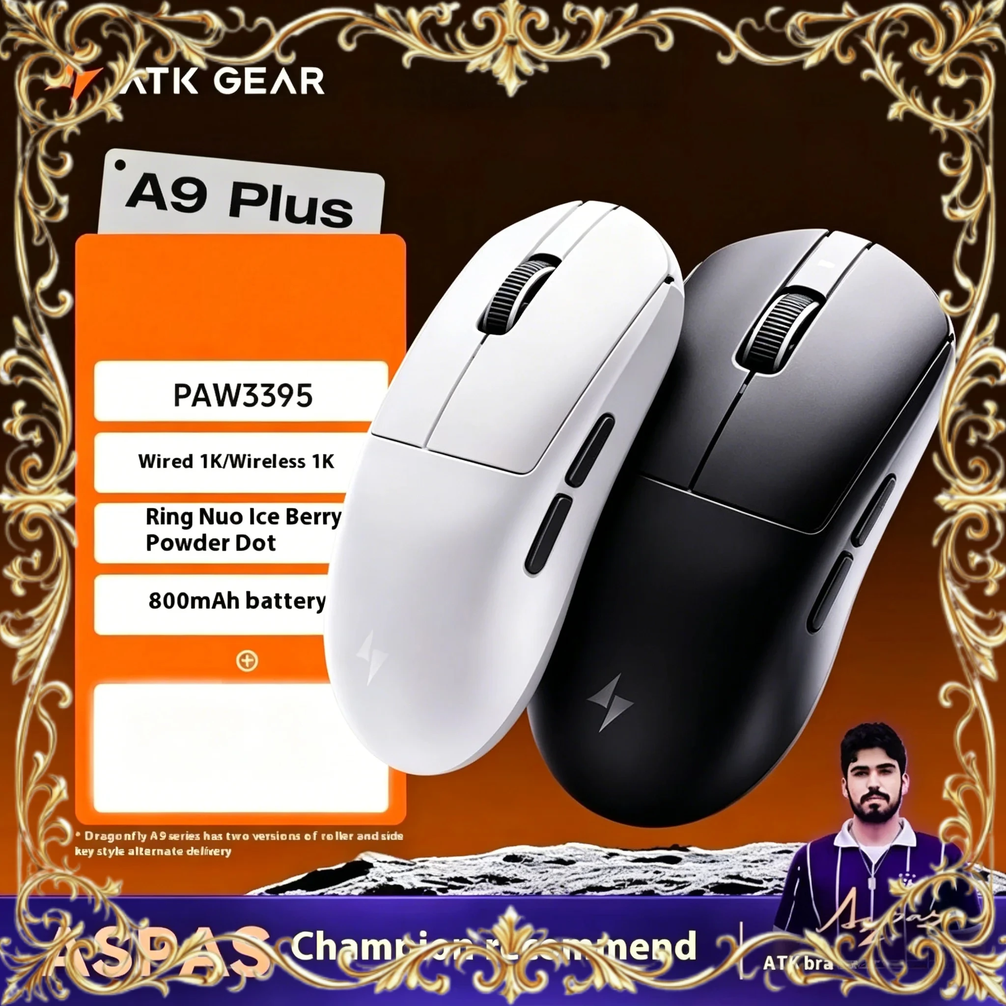 

NEW ATK A9 SE-PLUS Ultimate Wireless Mouse Master Edition PAW3950UItra Ultra Lightweight Ergonomic Game E-sport Custom Accessory