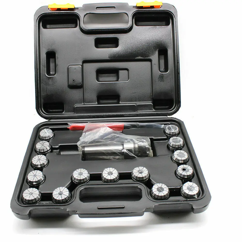Spantangset 17 stuks, precisie spantang ER32 MK3 M12 veerspantang graveren en frezen draaibankgereedschap 3-20 mm spantang met koffer