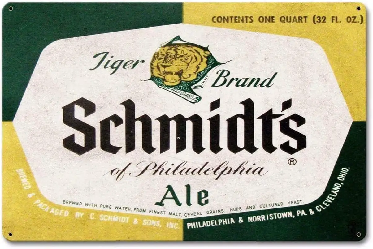 1p,Tin Sign Vintage Chic Art Decoration Poster Schmidts Beer Brewery Lager for Store Bar Home Cafe Farm Garage or Club,