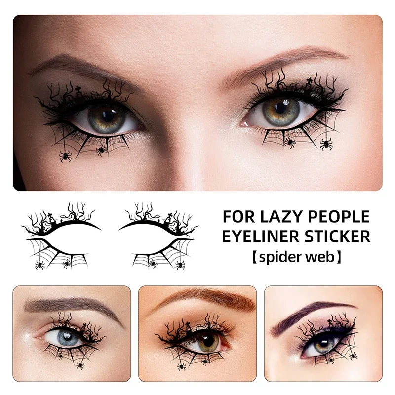 Halloween Eye Spider Web Tattoo Halloween Makeup Eye Temporary Tattoo Facial Face Transfer Sticker Beauty Supply For Party, Danc