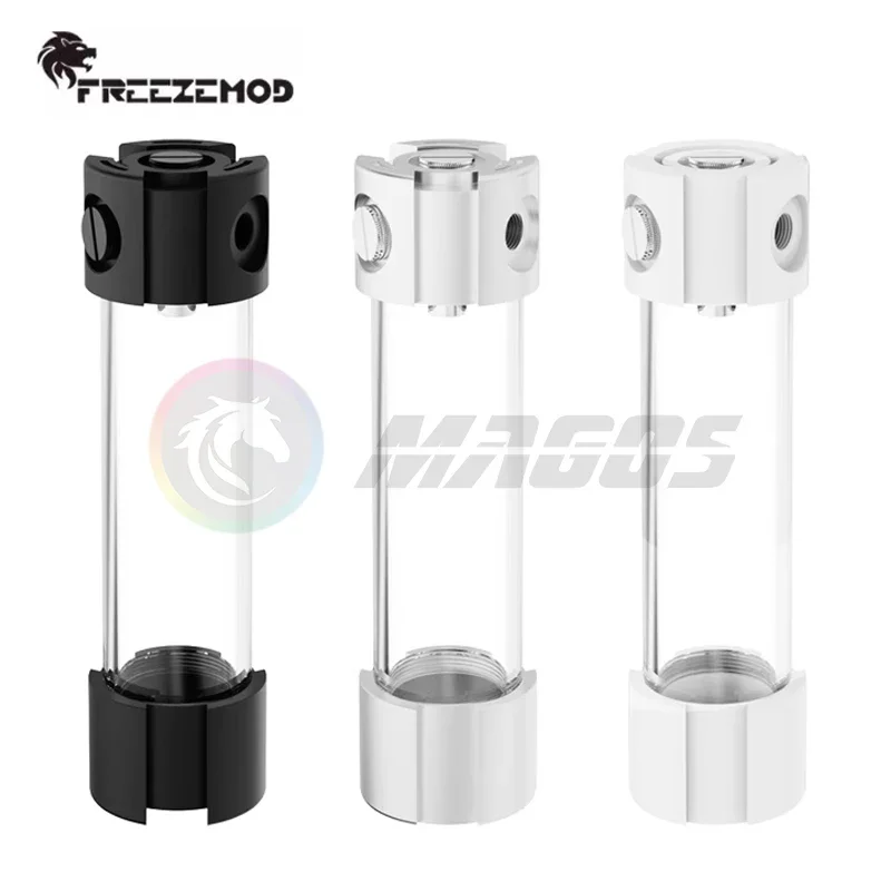Computer Water Cooling Reservoir Aluminum, Metal Cover + Acrylic Body, 3 Colors + Bubble Eliminator,OD50mm 120-370mm, YSX-5DC
