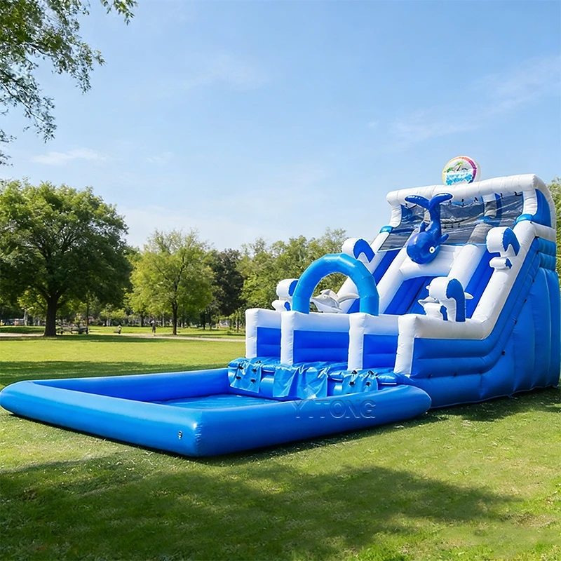

Bouncing Castles And Water Slides Outdoor Inflatable Water Slide Wave Whale Water Slides Inflatable For Adults