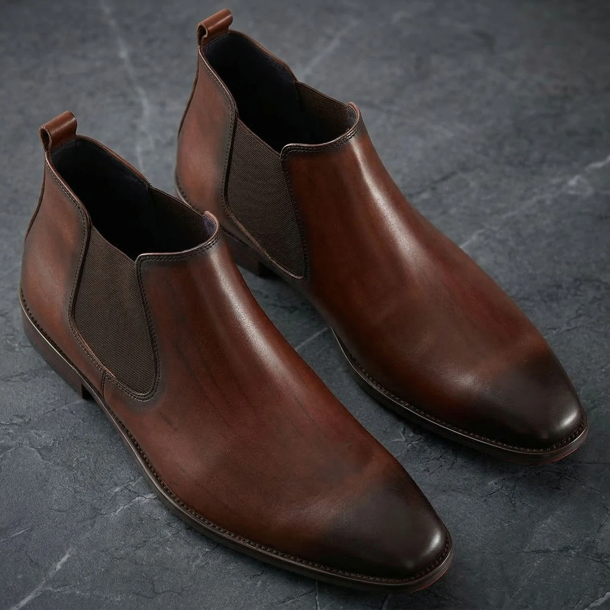 

Men British Chelsea Boots Winter Genuine Leather Shoes Outdoor Horse Riding Western Boots