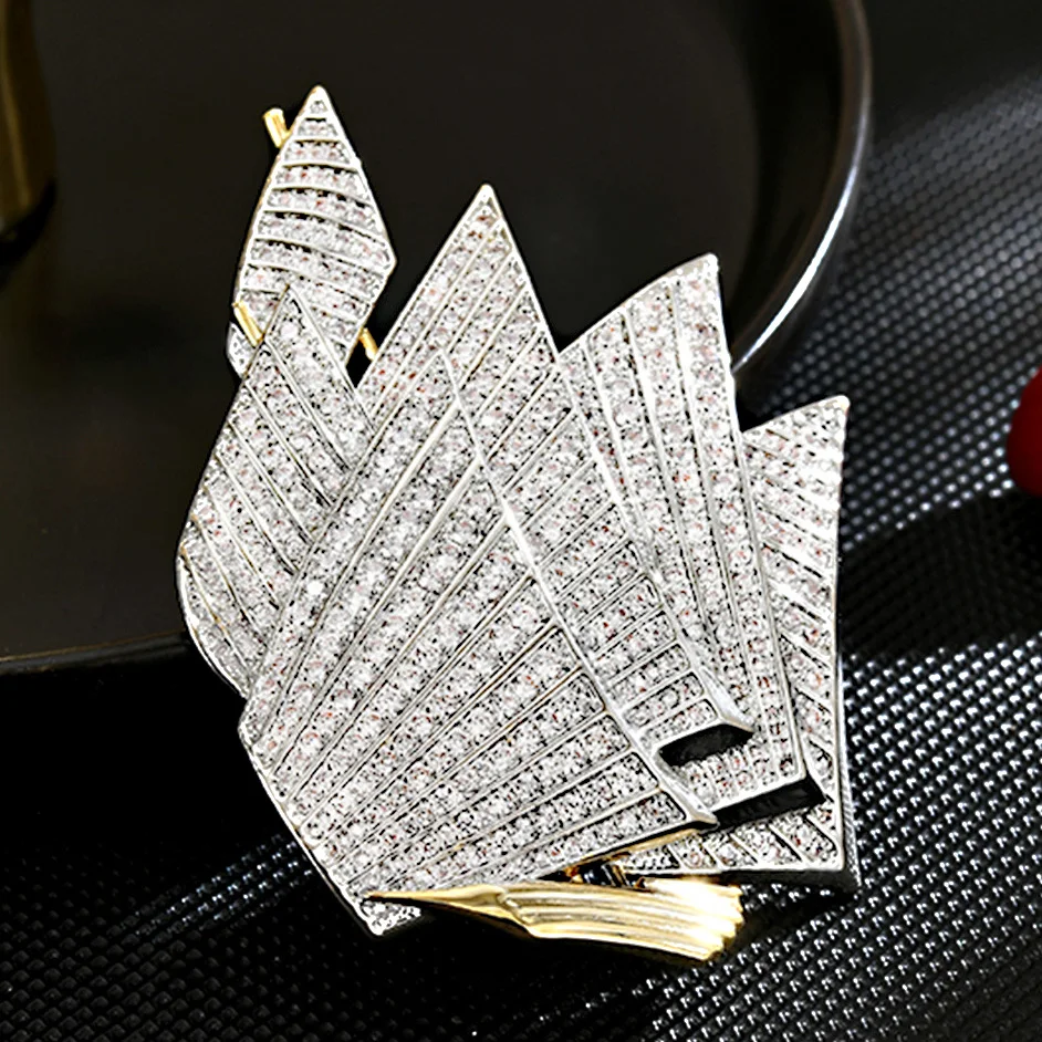 

Брошь-парус для тяжелой промышленности с микроинкрустацией цирконом, булавка, изысканные персонализированные мужские и женские универсальные модные аксессуары для парусного спорта