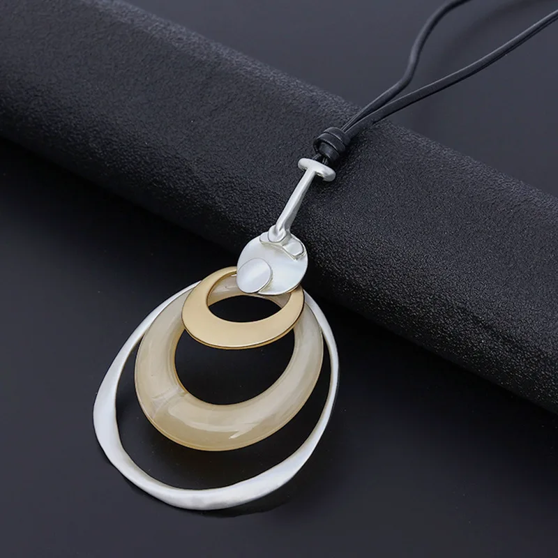 DIY accessories new products Metal necklace Sweater chain Long geometric pattern personalized pendant Long high-end women's neck
