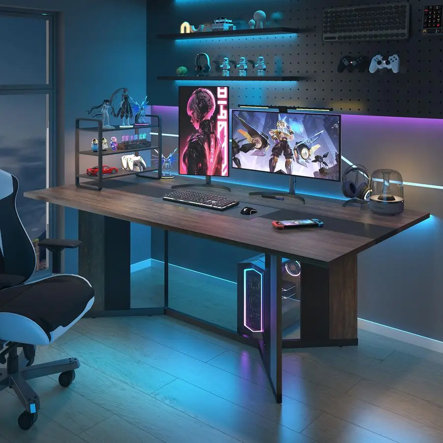 Dining Table for 6 People,Modern Brown Rectangular Kitchen Table W Waterproof Wood Tabletop,Farmhouse Long Dining Room Tables W