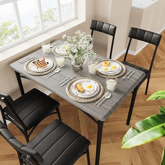 Dining table and chair combination small apartment household light complete set rectangular dining table