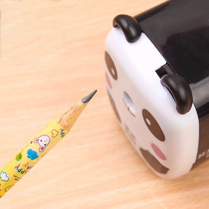 Cute Cartoon Animals Lápis Sharpener, Hand Crank, Manual Pen Cutter Tool, Panda