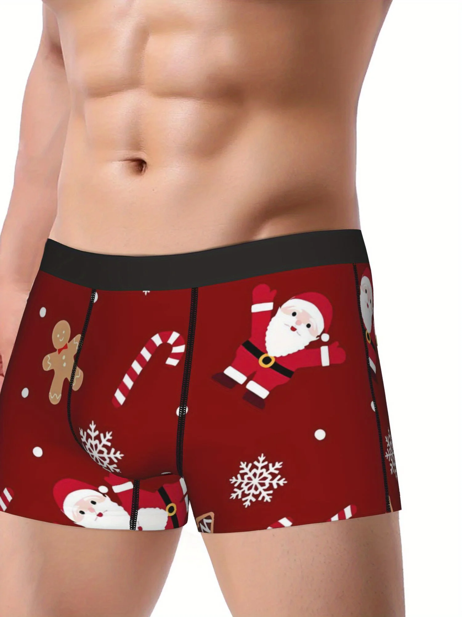 Santa Claus And Candy Cane Underwear Polyester Underpants2D Print Design