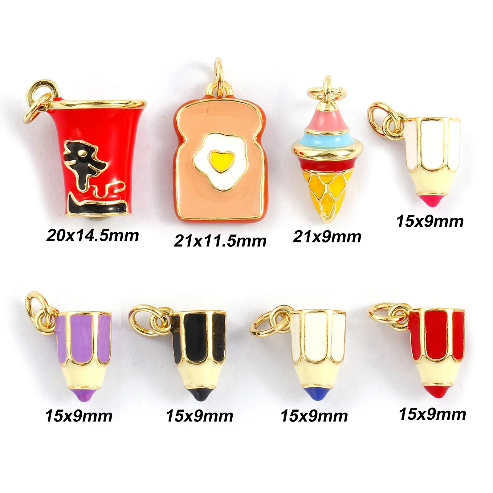 Doreen Box 1PC Brass Charms 18K Gold Plated Enamel 3D Pencil Pendants for DIY Necklace Jewelry Making  15mm x 9mm