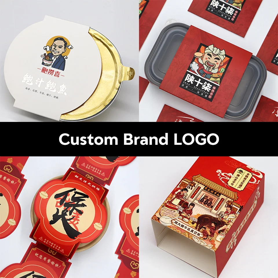 Custom LOGO Takeout Box Sleeve Waist Cover Paper Tape Christmas Gift Box Waist Sealing Packing Glossy Film Enclosed Strip