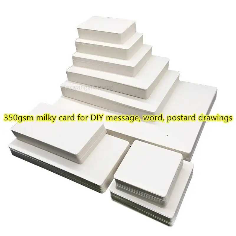 100pcs/lot Blank Card Hard Paper Message Study Literacy English Word Cards Diy Memory Hand-painted Portable Milky White color