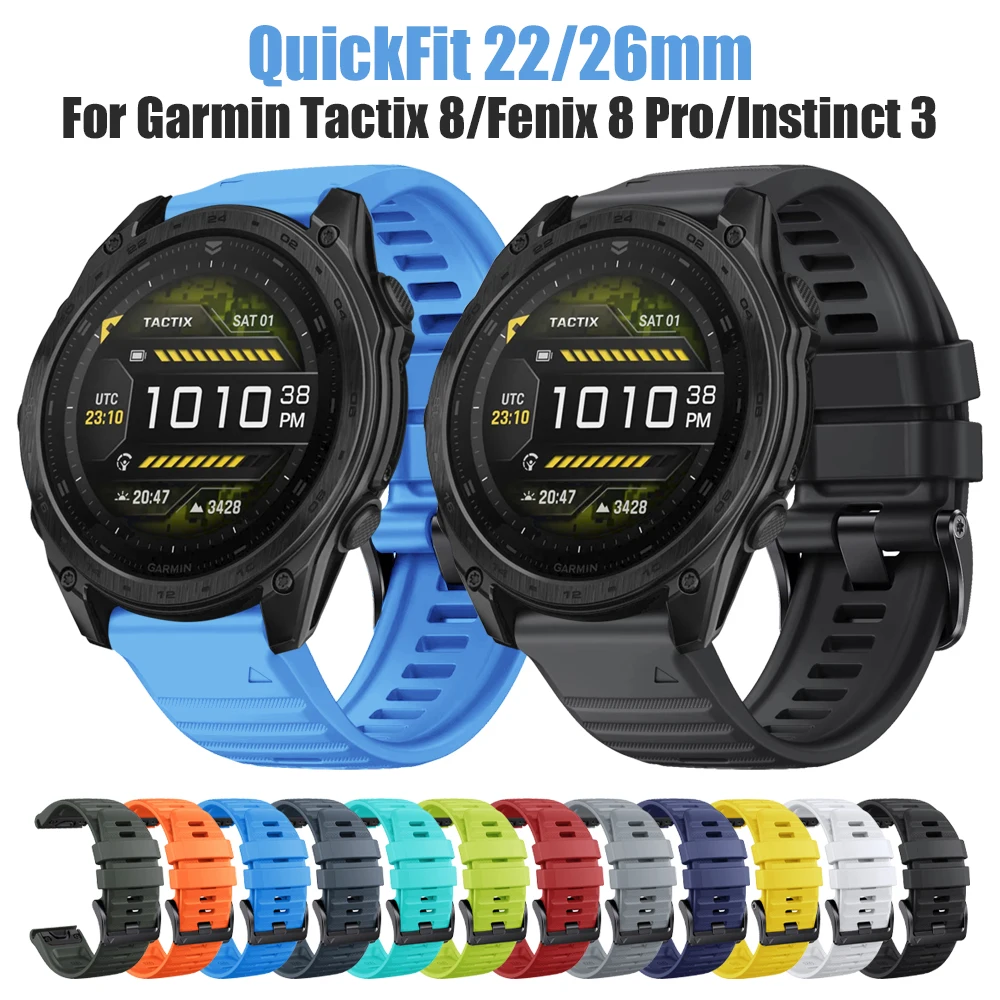 22/26 mm Silikon-Uhrenarmband für Garmin Fenix 6 7 8 Pro/Instinct 3 2X/Tactix 8 7/Forerunner 970 965 955 Ersatz-Uhrenarmband