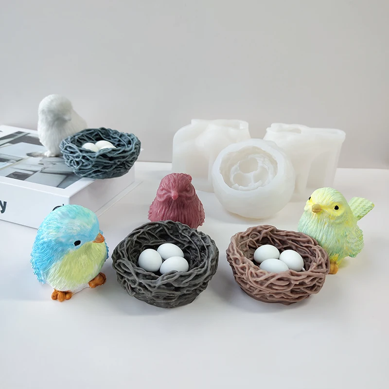 3D Bird Nest Birdie Silicone Mold Animal Birds Ornament DIY Aroma Candle Plaster Epoxy Resin Mould Home Decoration Crafts