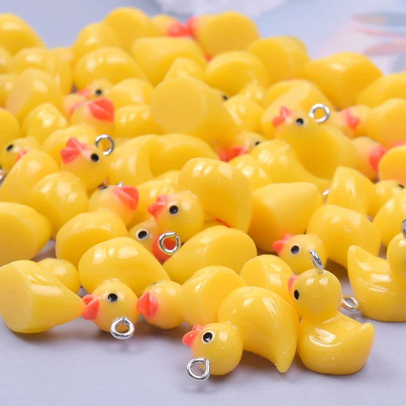 10/30/50/100pcs Yellow 3D Duck Resin Charms