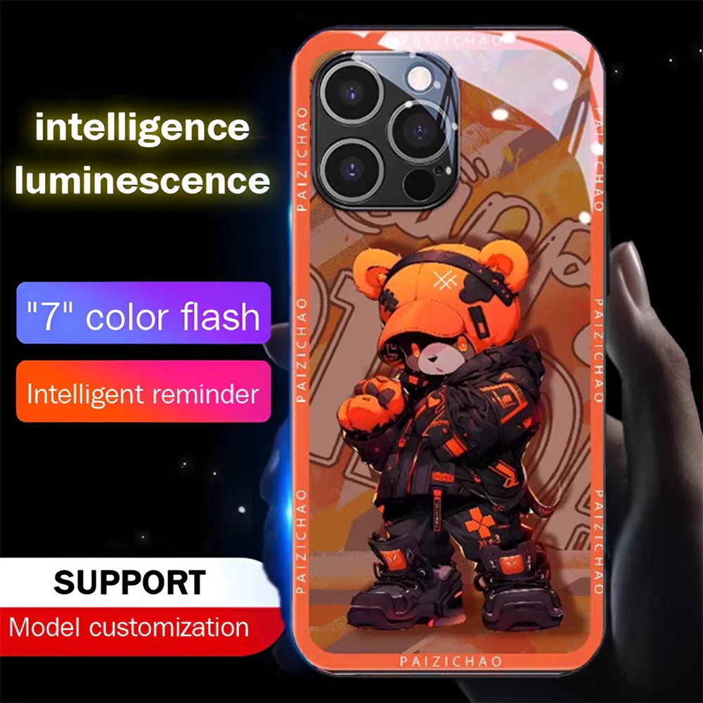 

All Saints' Day Graffiti Luminous Glass LED Call Light Up Flash Phone Case For Samsung S25 S24 S23 S22 S21 S20 FE Plus Ultra