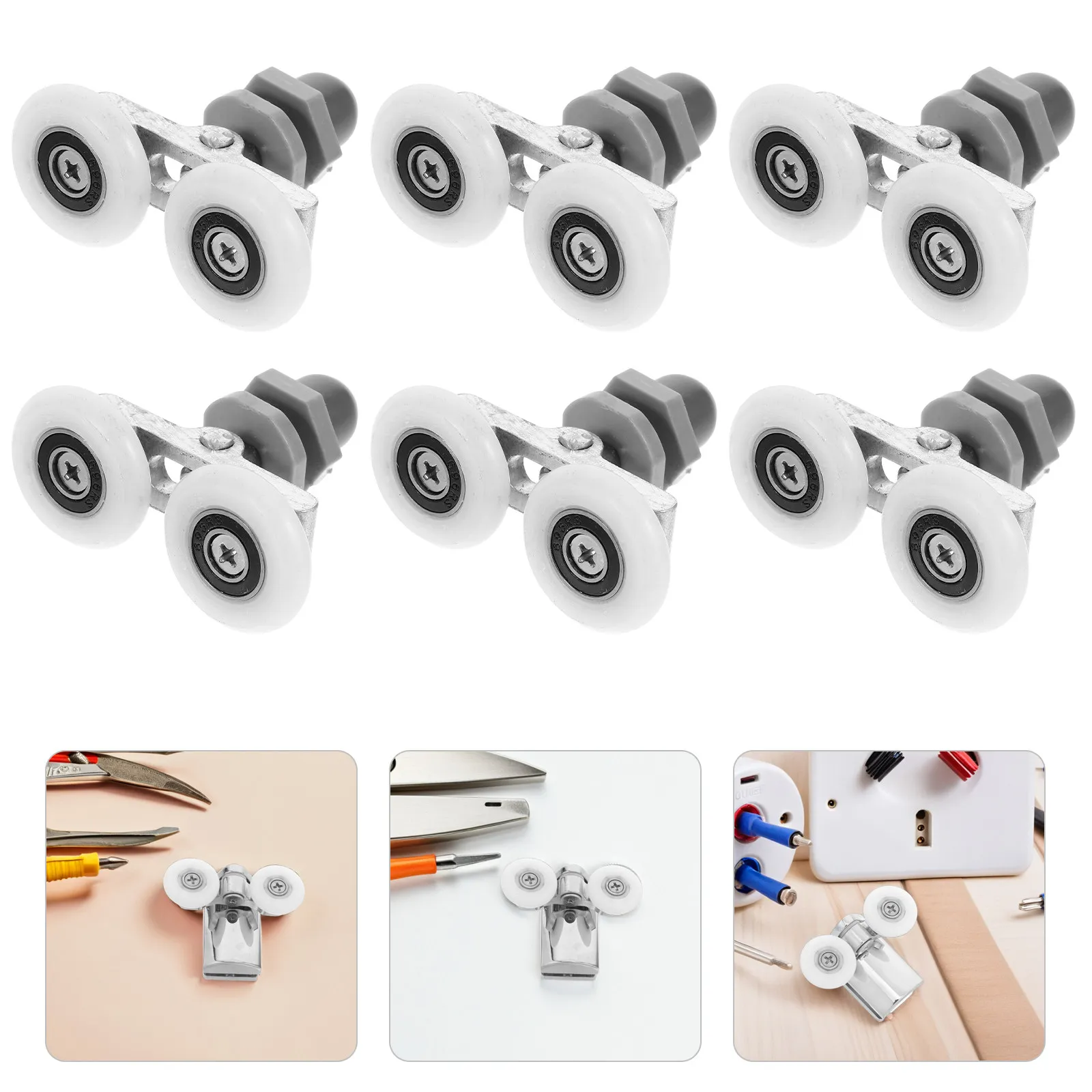 

2 комплекта металлических роликов для душевых дверей с двойными колесами, запчасти для раздвижных стеклянных дверей ванной комнаты, бесшумная и плавная работа