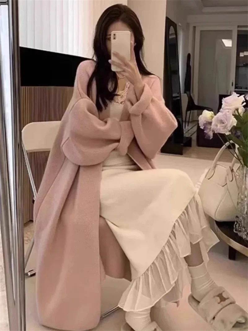 2024 Autumn Winter ins Style Cute Soft and Sticky Outer Sweater Lazy Style Loose Slimming Commuting Versatile Knitted Cardigan